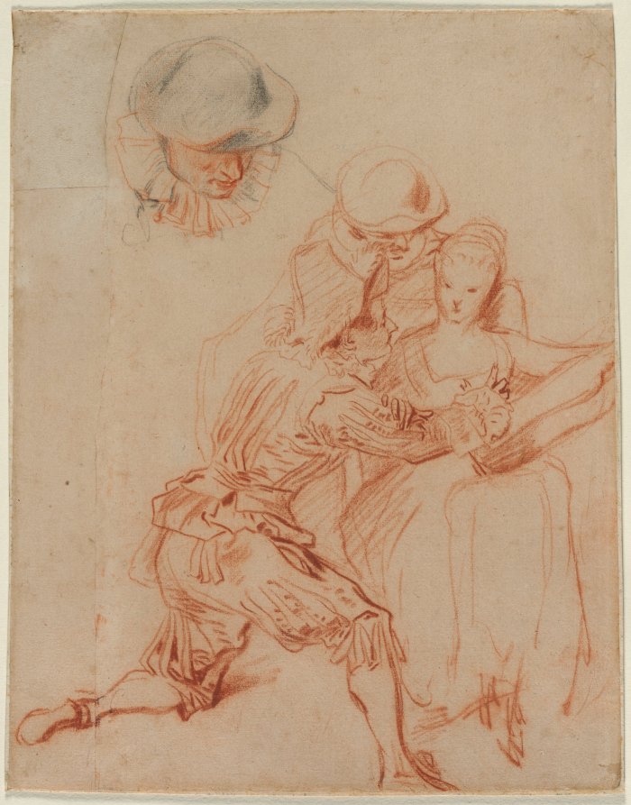 Study for The Romancer Le Conteur by Jean-Antoine Watteau (French, 1684–1721) - Classic Art canvas print