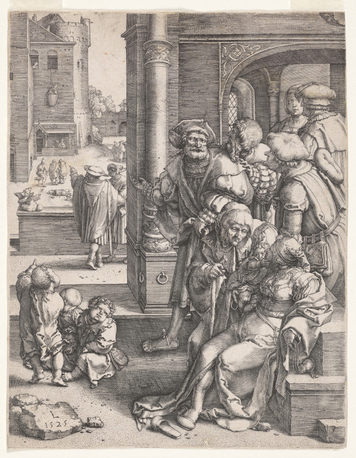 The Poet Virgil Suspended in a Basket by Lucas van Leyden (Netherlandish, 1494–about 1533) - Classic Art canvas print
