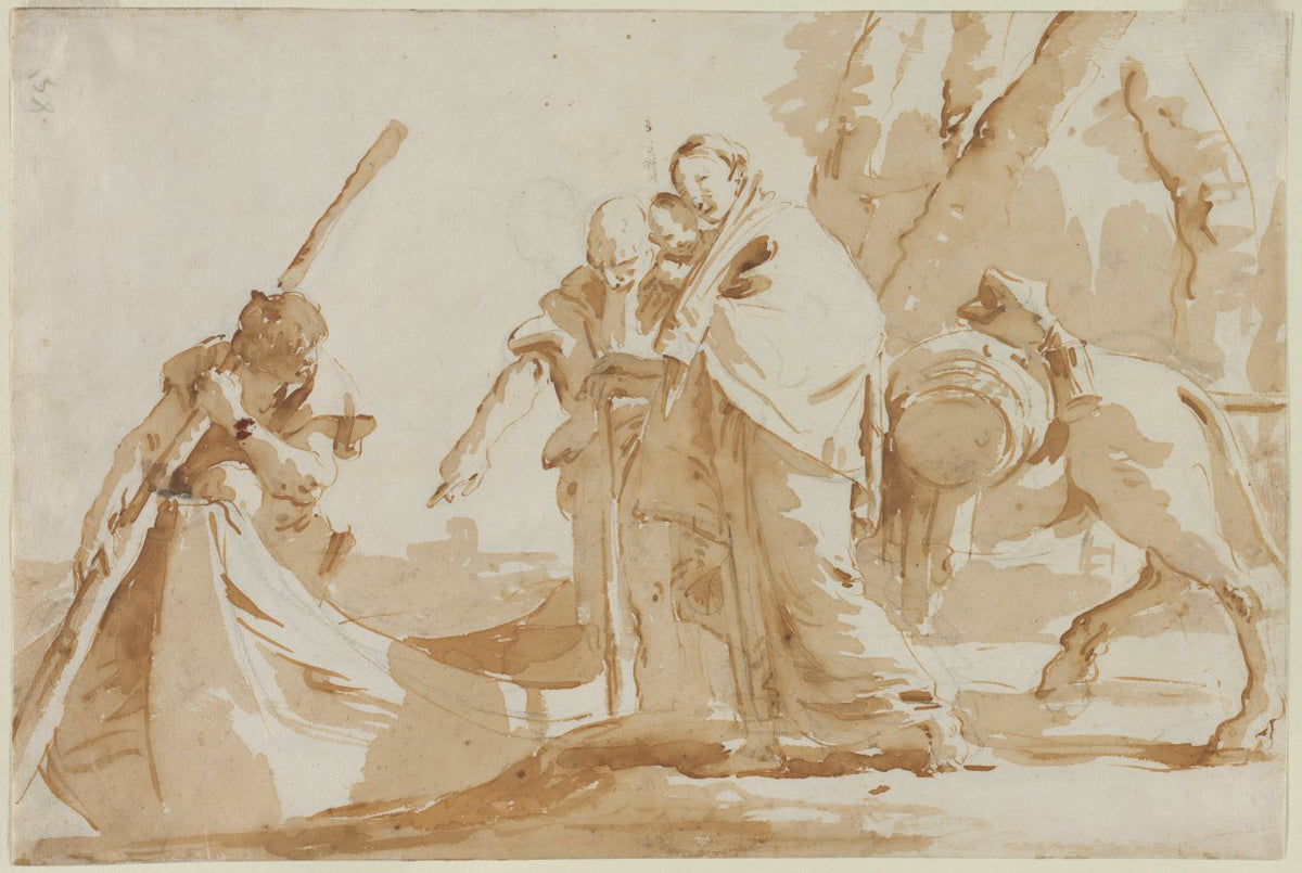 Flight into Egypt The Embarkment of the Holy Family by Giovanni Battista Tiepolo (Italian, 1696–1770) - Classic Art canvas print