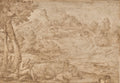 Saint Jerome in a Landscape by Domenico Campagnola (Italian, 1500–1564) - Classic Art canvas print