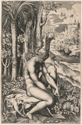 Venus Wounded by a Rose's Thorn by Marco Dente (Italian, c. 1486–1527) - Classic Art canvas print