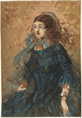 Woman in a Blue Dress recto by Constantin Guys (French, 1805–1892) - Classic Art canvas print