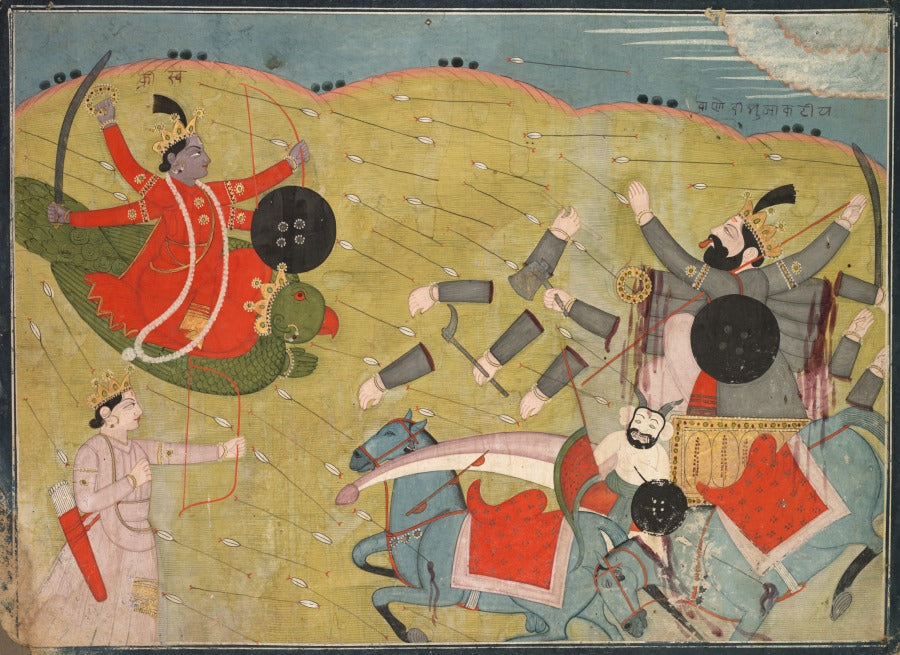 Krishna vanquishing King Bana, from an Usha-Aniruddha by  - Classic Art canvas print