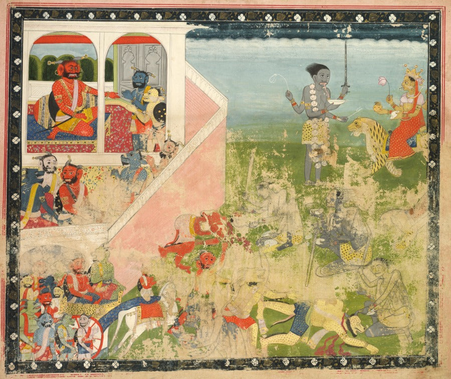 Kali and Devi attack, from a Devi Mahatmya by  - Classic Art canvas print