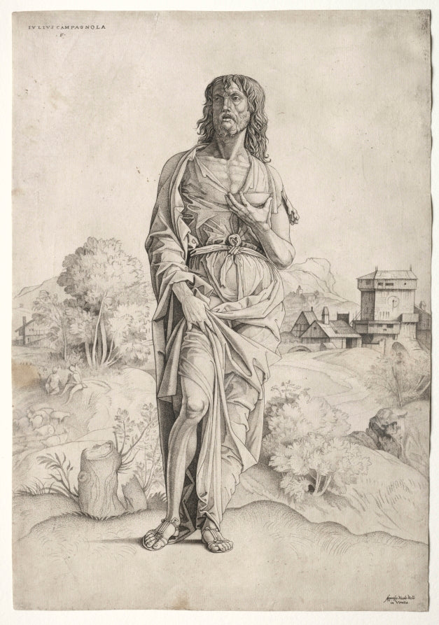 Saint John the Baptist by Giulio Campagnola (Italian, 1482–1515) - Classic Art canvas print
