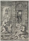 St. Luke Painting the Virgin by Dirk Vellert (Netherlandish, 1480/85–1547) - Classic Art canvas print