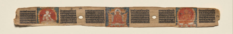 Preaching Amitabha with Avalokiteshvara and Manjushri, folio 186 verso, from a Manuscript of the Perfection of Wisdom in Eight Thousand Lines Ashtasahasrika Prajnaparamita-sutra by  - Classic Art canvas print