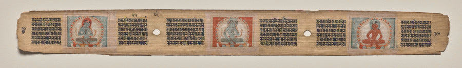 Three female figures, folio 89 verso, from a Manuscript of the Perfection of Wisdom in Eight Thousand Lines Ashtasahasrika Prajnaparamita-sutra by  - Classic Art canvas print