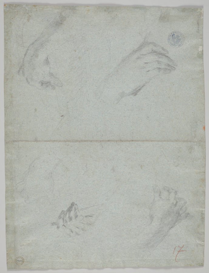 Studies of Hands Playing Instruments verso by Giovanni Battista Piazzetta (Italian, 1682–1754) - Classic Art canvas print