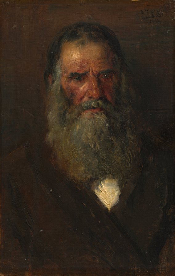 Study of the Head of an Old Man by Vladimir Egorovic Makovskij (Russian, 1846–1920) - Classic Art canvas print