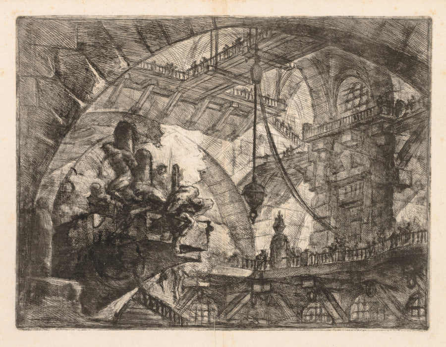 Prisoners on a Projecting Platform, Plate 10 by Giovanni Battista Piranesi (Italian, 1720–1778) - Classic Art canvas print