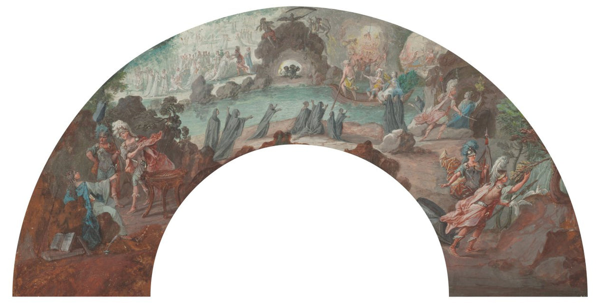 Aeneas in the Underworld, Design for a Fan by François Boucher (French, 1703–1770) - Classic Art canvas print