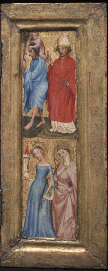 St. Christopher, St. Erasmus, St. Barbara, and another female saint by  - Classic Art canvas print