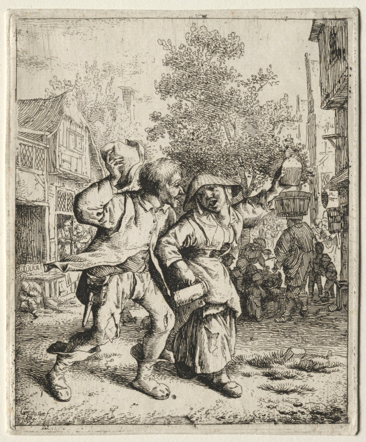 The Drunken Couple by Cornelis Dusart (Dutch, 1660–1704) - Classic Art canvas print