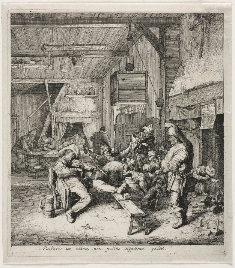 Violin Player Seated in the Inn by Cornelis Dusart (Dutch, 1660–1704) - Classic Art canvas print