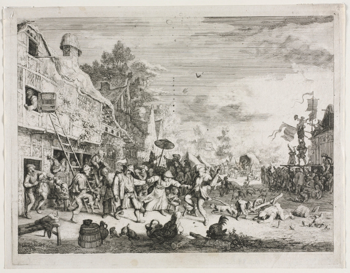 Village Fair by Cornelis Dusart (Dutch, 1660–1704) - Classic Art canvas print