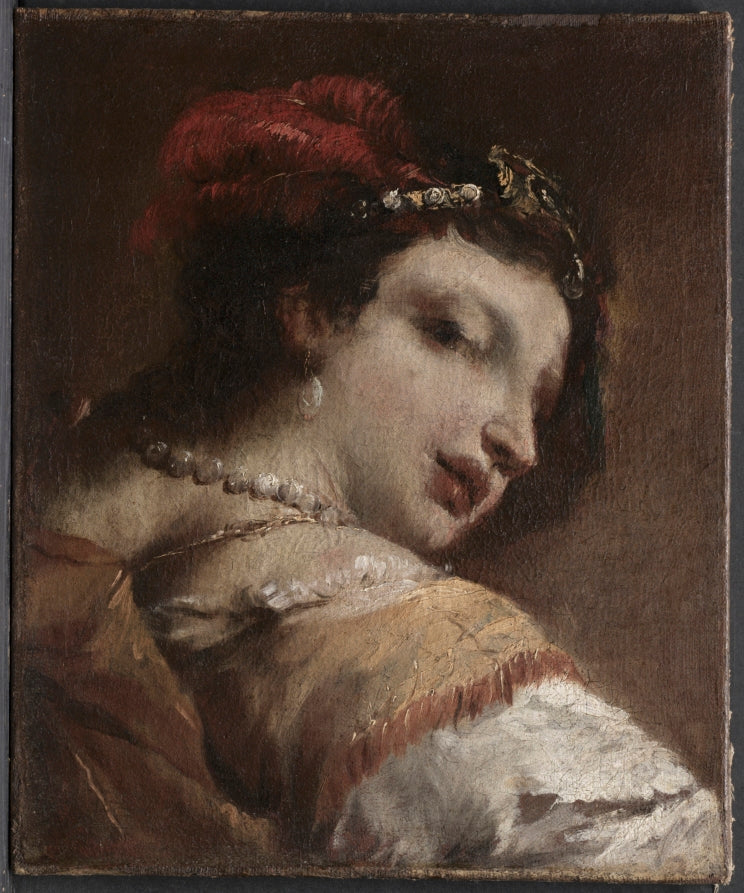 Head of a Woman by Antonio Guardi (Italian, 1699–1760) - Classic Art canvas print