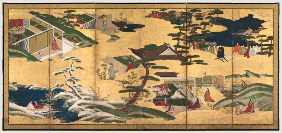Scenes from the Tale of Genji by Tosa School (Japanese) - Classic Art canvas print