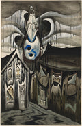 Church Bells Ringing, Rainy Winter Night by Charles Burchfield (American, 1893–1967) - Classic Art canvas print