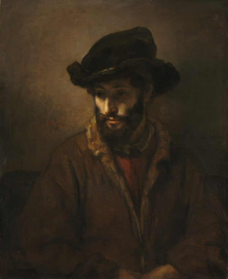 A Bearded Man Wearing a Hat by Rembrandt van Rijn (Dutch, 1606–1669) - Baroque canvas print