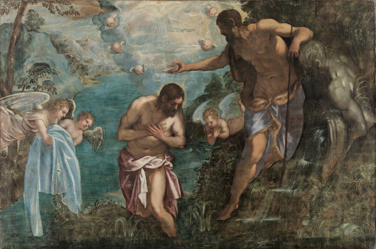 Baptism of Christ by Jacopo Tintoretto (Italian, 1518–1594) - Classic Art canvas print