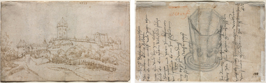 View of a Castle recto Eight-Sided Cup verso by Wolfgang Huber (Austrian, 1490–1553) - Classic Art canvas print
