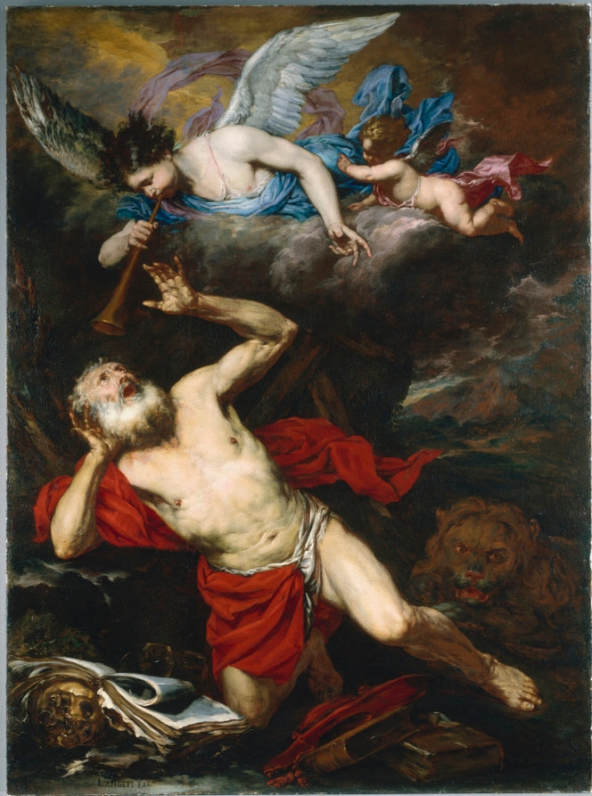 The Vision of Saint Jerome by Giovanni Battista Langetti (Italian, 1635–1676) - Classic Art canvas print