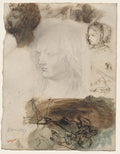 Sheet of Studies and Sketches by Edgar Degas (French, 1834–1917) - Impressionist canvas print