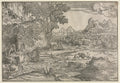 Landscape with Saint Jerome and Two Lions by Domenico Campagnola (Italian, 1500–1564) - Classic Art canvas print