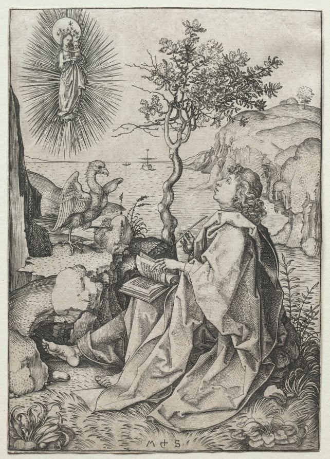 St. John the Evangelist on the Isle of Patmos by Martin Schongauer (German, c. 1450–1491) - Classic Art canvas print