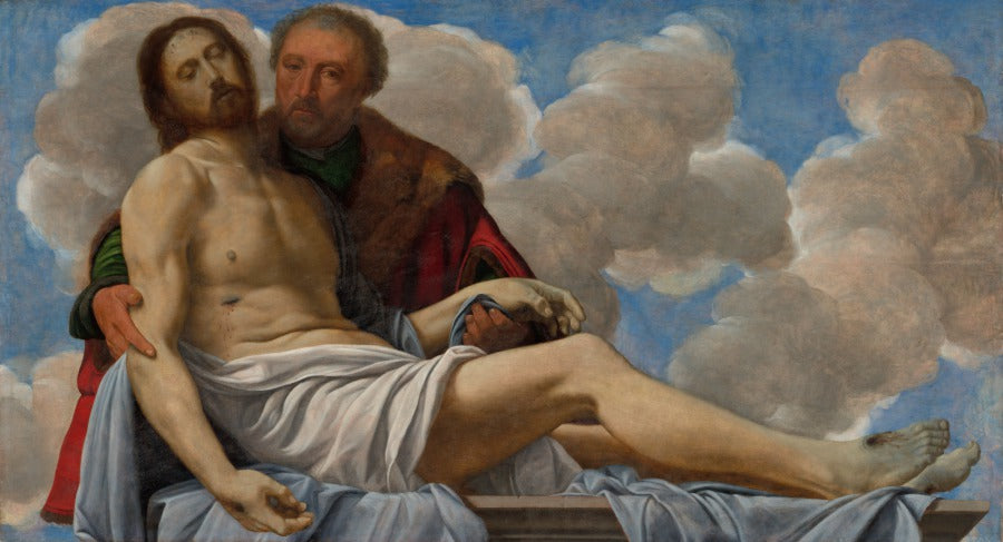 Christ with Joseph of Arimathea by Giovanni Girolamo Savoldo (Italian, c. 1480–after 1548) - Classic Art canvas print