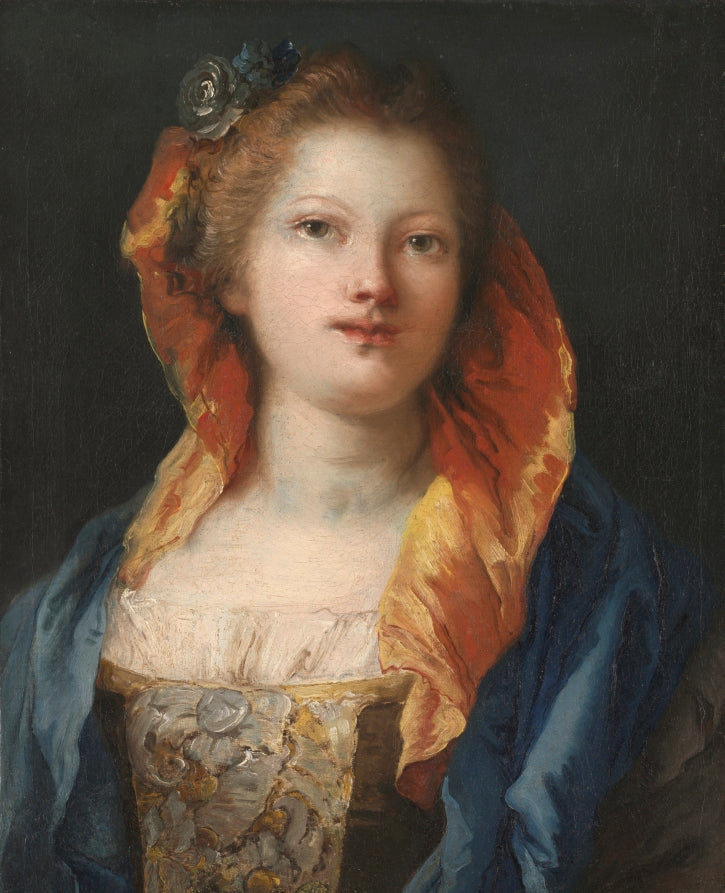 Portrait of a Woman by Giovanni Domenico Tiepolo (Italian, 1727–1804) - Classic Art canvas print