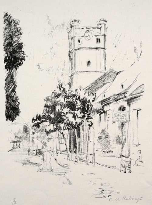 A Csonka Templon, Debriczen, Hungary by Kálmán Kubinyi (American, 1906–1973) - Classic Art canvas print
