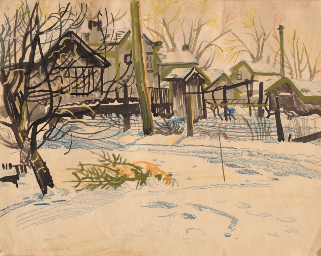 Backyards in Winter Castoff Christmas Tree by Charles Burchfield (American, 1893–1967) - Classic Art canvas print