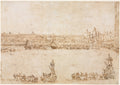 A Procession of Triumphal Cars in the Piazza San Marco, Venice, Celebrating the Visit of the Conti del Nord recto by Francesco Guardi (Italian, 1712–1793) - Classic Art canvas print