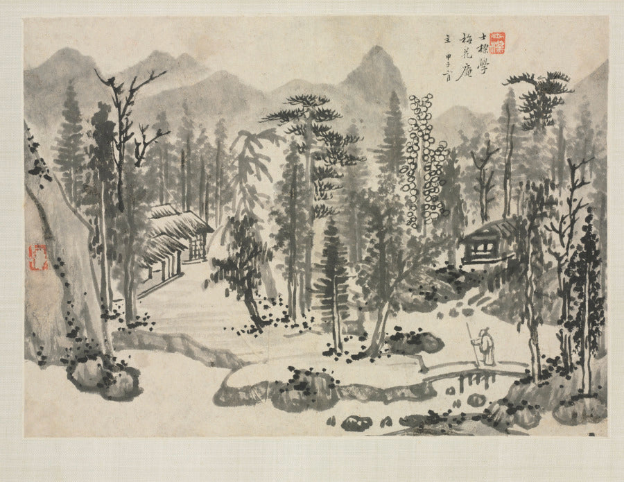 Landscape Album in Various Styles Landscape after Wu Zhen by Zha Shibiao (Chinese, 1615–1698) - Classic Art canvas print
