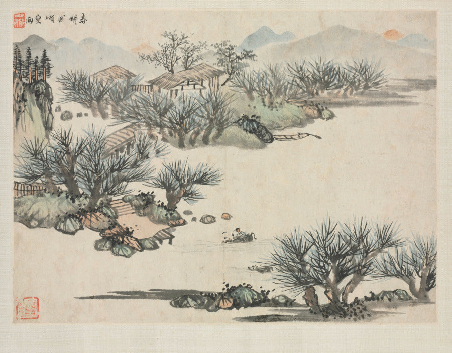 Landscape Album in Various Styles Spring Plowing by Zha Shibiao (Chinese, 1615–1698) - Classic Art canvas print