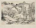Landscape Album in Various Styles Landscape with Artist on a Bridge by Zha Shibiao (Chinese, 1615–1698) - Classic Art canvas print