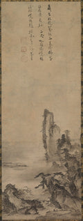 Lonely Temple and Towering Cliff by Kenkō Shōkei (Japanese, active 1478–1506) - Classic Art canvas print