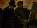 Paul Lafond and Alphonse Cherfils Examining a Painting by Edgar Degas (French, 1834–1917) - Impressionist canvas print