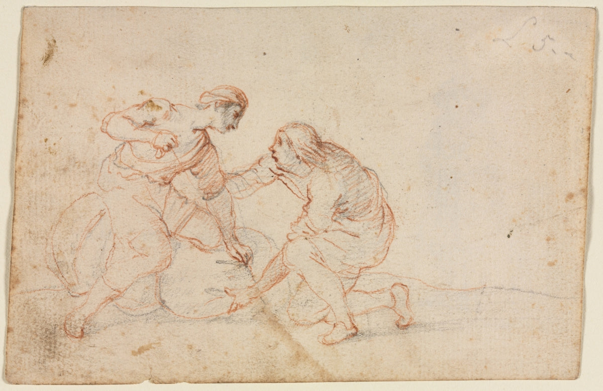 Two Men Tying a Bundle recto by Anonymous - Classic Art canvas print