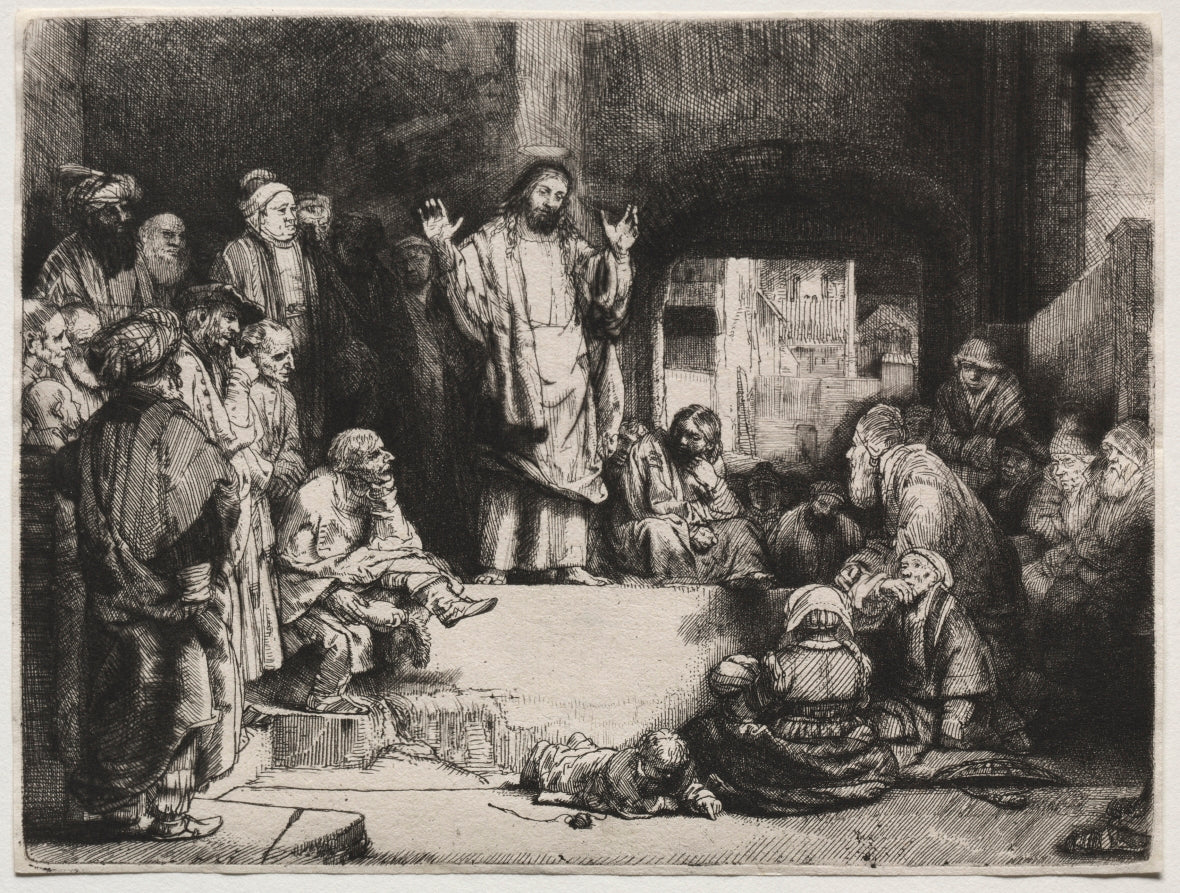 Christ Preaching 'La Petite Tombe' by Rembrandt van Rijn (Dutch, 1606–1669) - Baroque canvas print