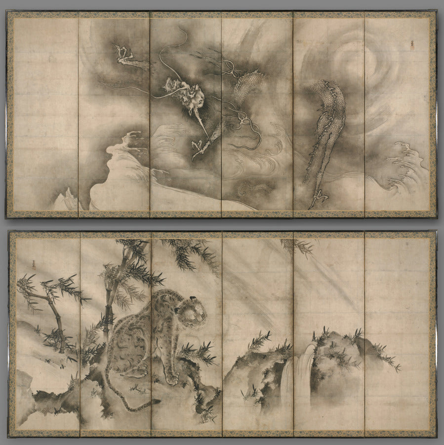 Dragon and Tiger by Sesson Shūkei (Japanese, c. 1492–c. 1577) - Classic Art canvas print