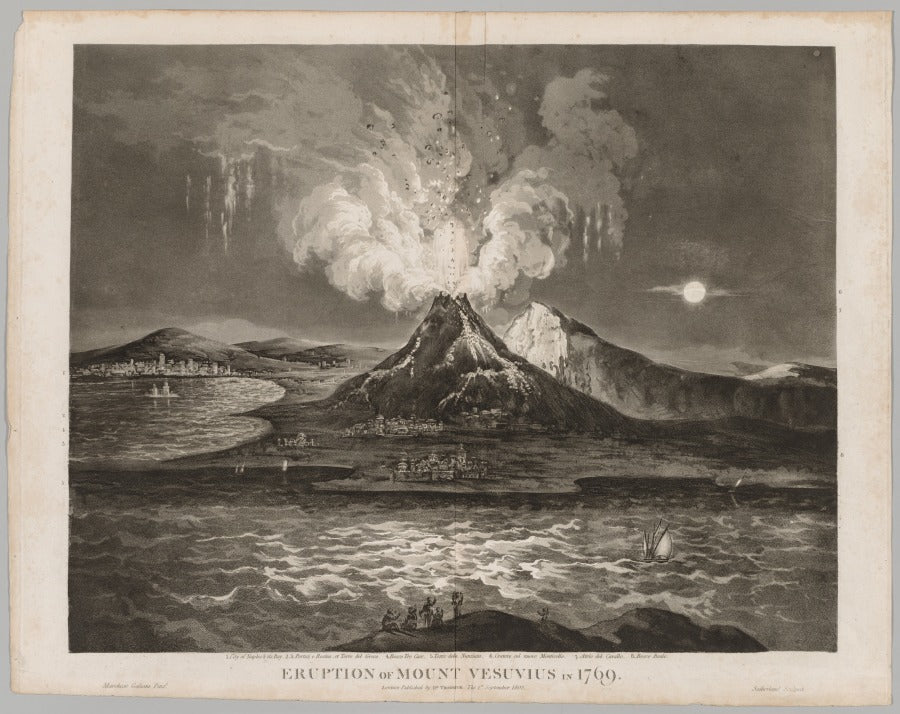 Eruption of Mount Vesuvius in 1769 by Thomas Sutherland (British, 1785–1838) - Classic Art canvas print