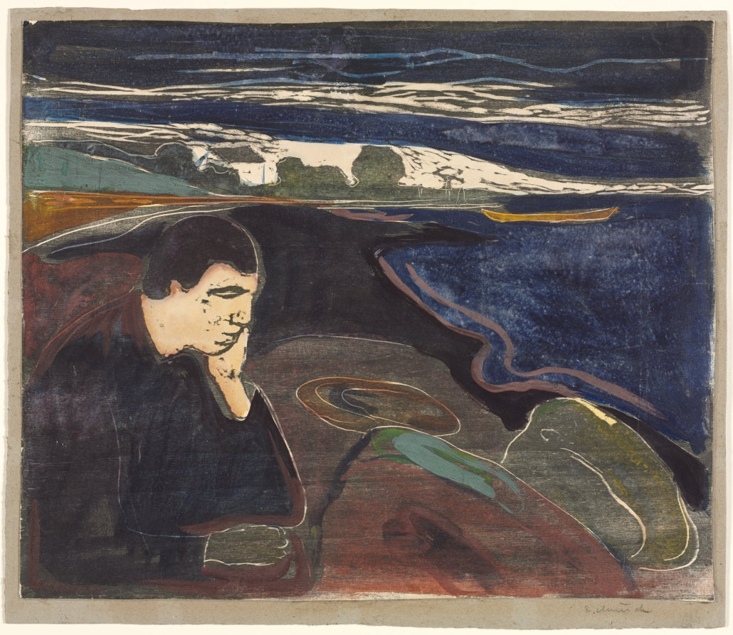 Evening, Melancholy I by Edvard Munch (Norwegian, 1863–1944) - Expressionist canvas print
