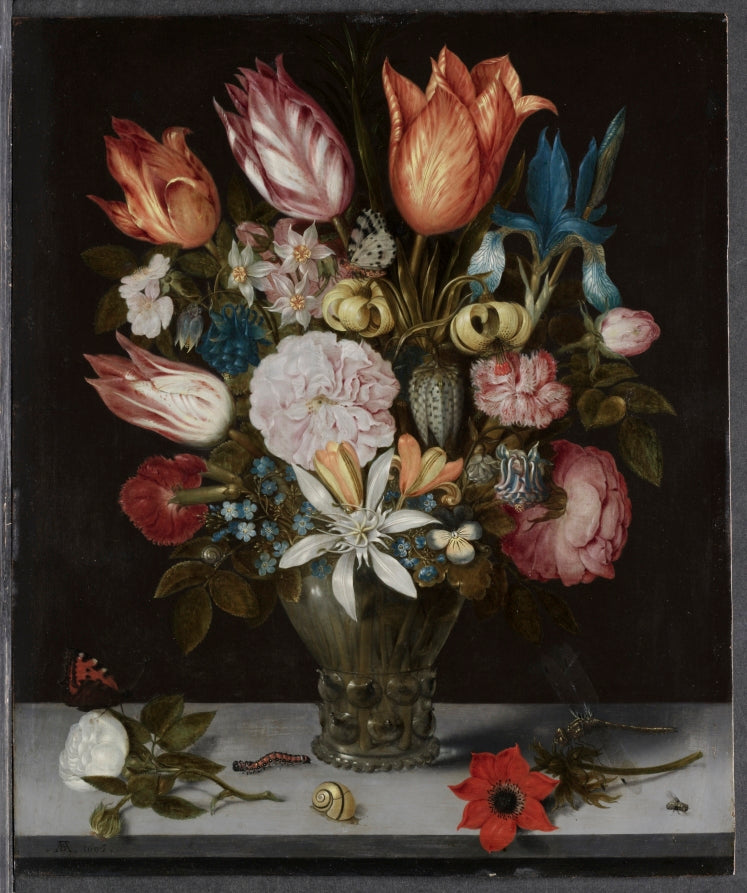 Flowers in a Glass by Ambrosius Bosschaert (Dutch, 1573–1621) - Classic Art canvas print