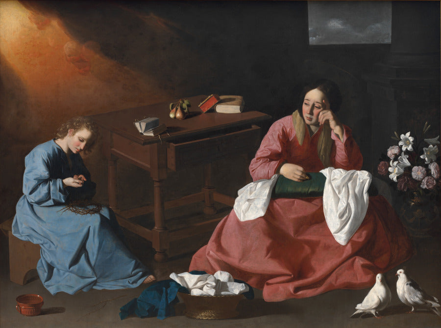 Christ and the Virgin in the House at Nazareth by Francisco de Zurbarán (Spanish, 1598–1664) - Classic Art canvas print