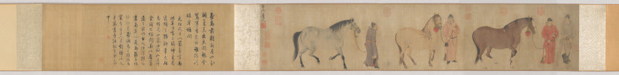 Three Horses and Four Grooms by Ren Renfa (Chinese, 1254–1328) - Classic Art canvas print