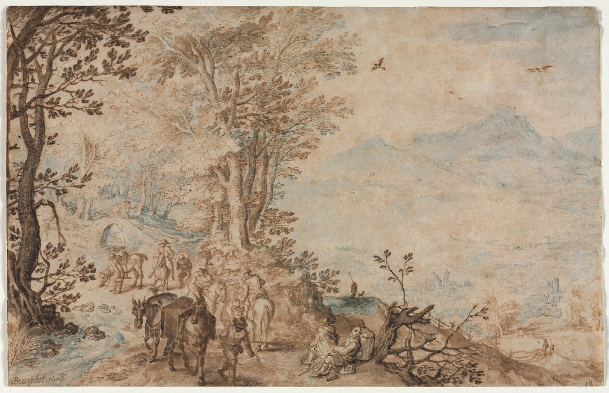 Landscape with Travelers by Jan Brueghel (Flemish, 1568–1625) - Classic Art canvas print