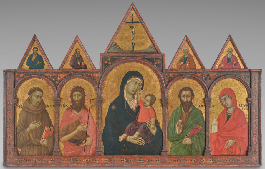 Virgin and Child with Saints by Ugolino di Nerio (Italian) - Classic Art canvas print